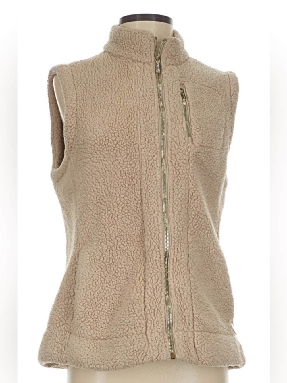 Calvin Klein Beige Sherpa Fleece Zip-Front Vest